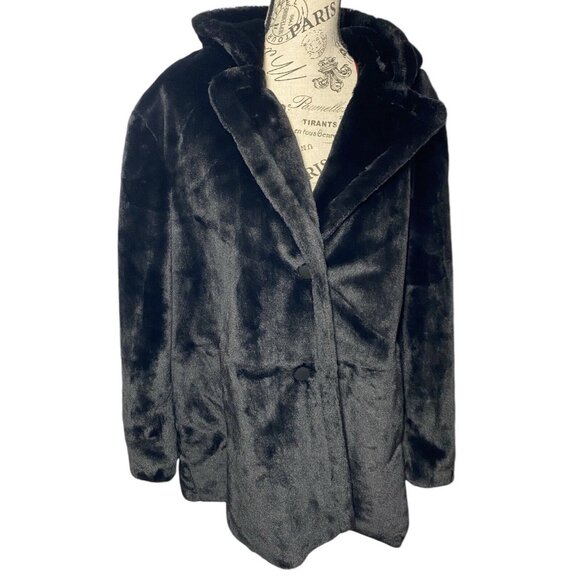 NVLT Hooded Faux Mink JACKET Black Sherpa Coat Womens Sz 1X NWT Anthropologie - Picture 3 of 12